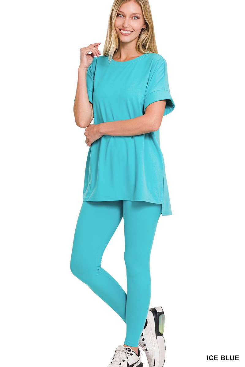 Brushed Microfiber Lounge Set - Ice Blue
