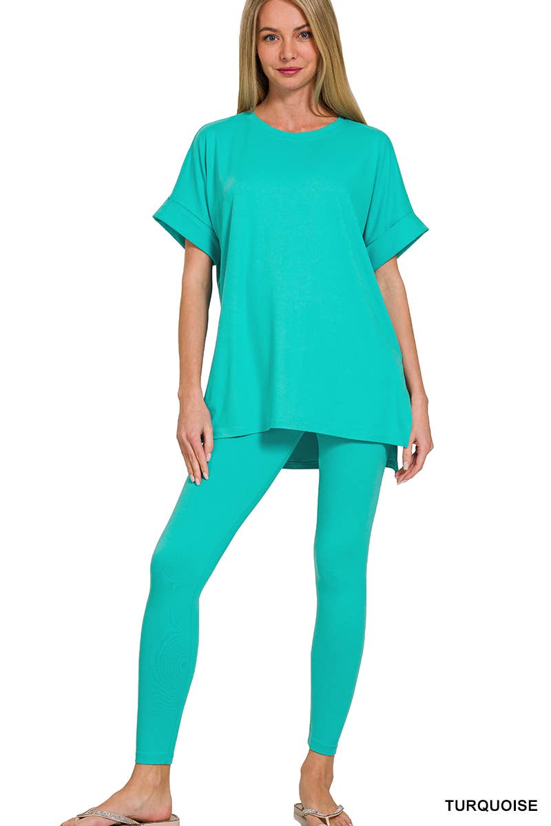 Brushed Microfiber Lounge Set - Turquoise